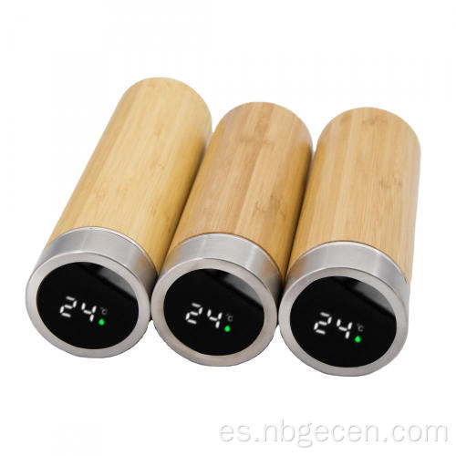 Botella de agua de temperatura de bambú inteligente